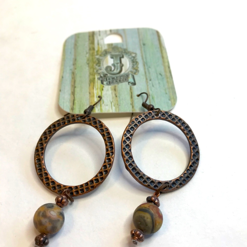 Hammered Copper Circle Earrings